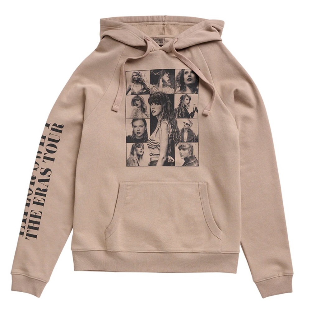 NEW NWT NIB TAYLOR SWIFT THE ERAS CONCERT TOUR FACES PHOTOS TAUPE HOODIE XL HTF